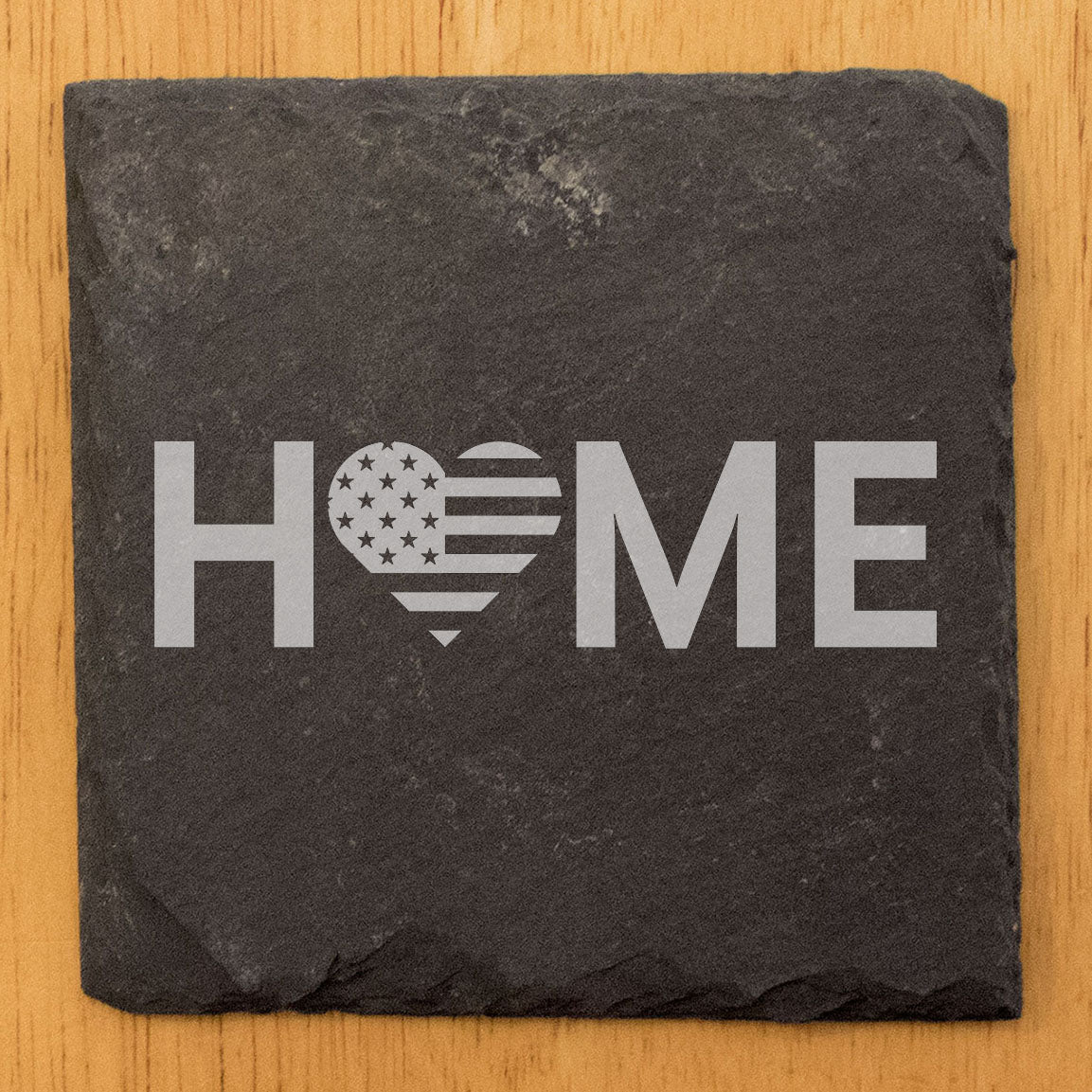 Heartfelt Home Coasters: Rustic Slate with American Flag Design