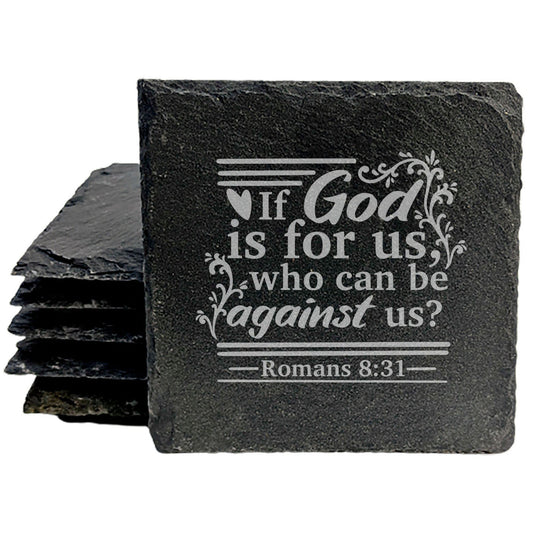 Faith and Hope: Laser Etched Faith-Based Inspiration: "If God is for Us" Coasters