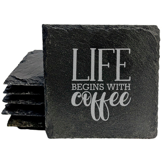 A Coffee Lover's Must-Have: Rustic Coasters with Coffee Mug