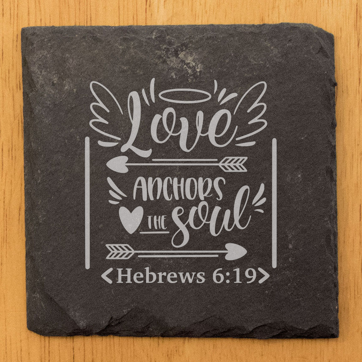 Faith and Hope: Laser Etched Find Your Anchor: Inspirational Bible Verse Coasters on Slate