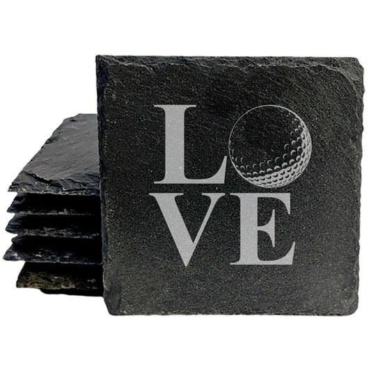 Fore! Love the Game: Golf Inspired Coasters on Slate