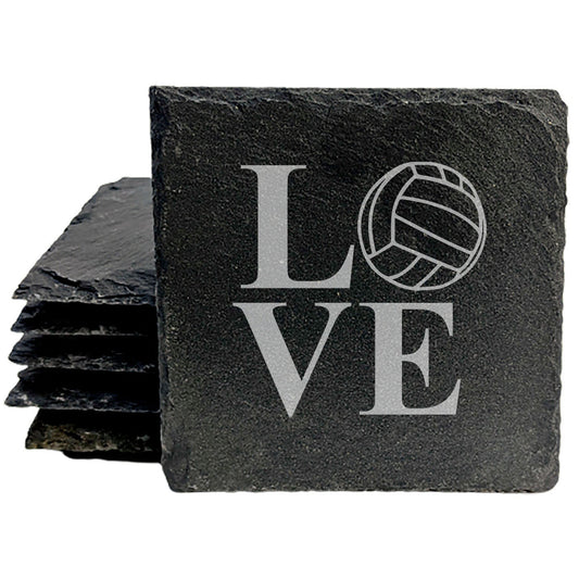 Bump, Set, Love: Unique Volleyball Coasters on Slate