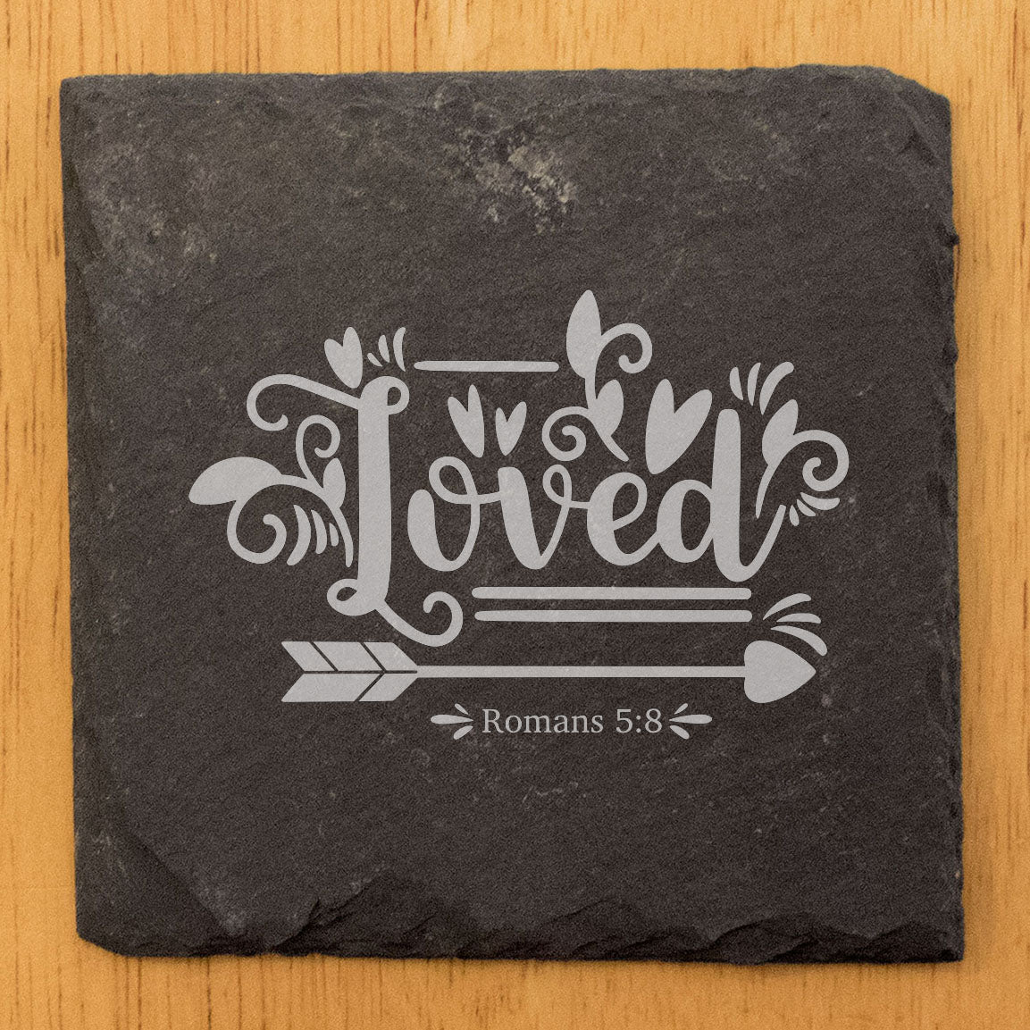 Faith and Hope: Laser Etched Faith &amp; Flowers: Floral Coasters with Romans 5:8