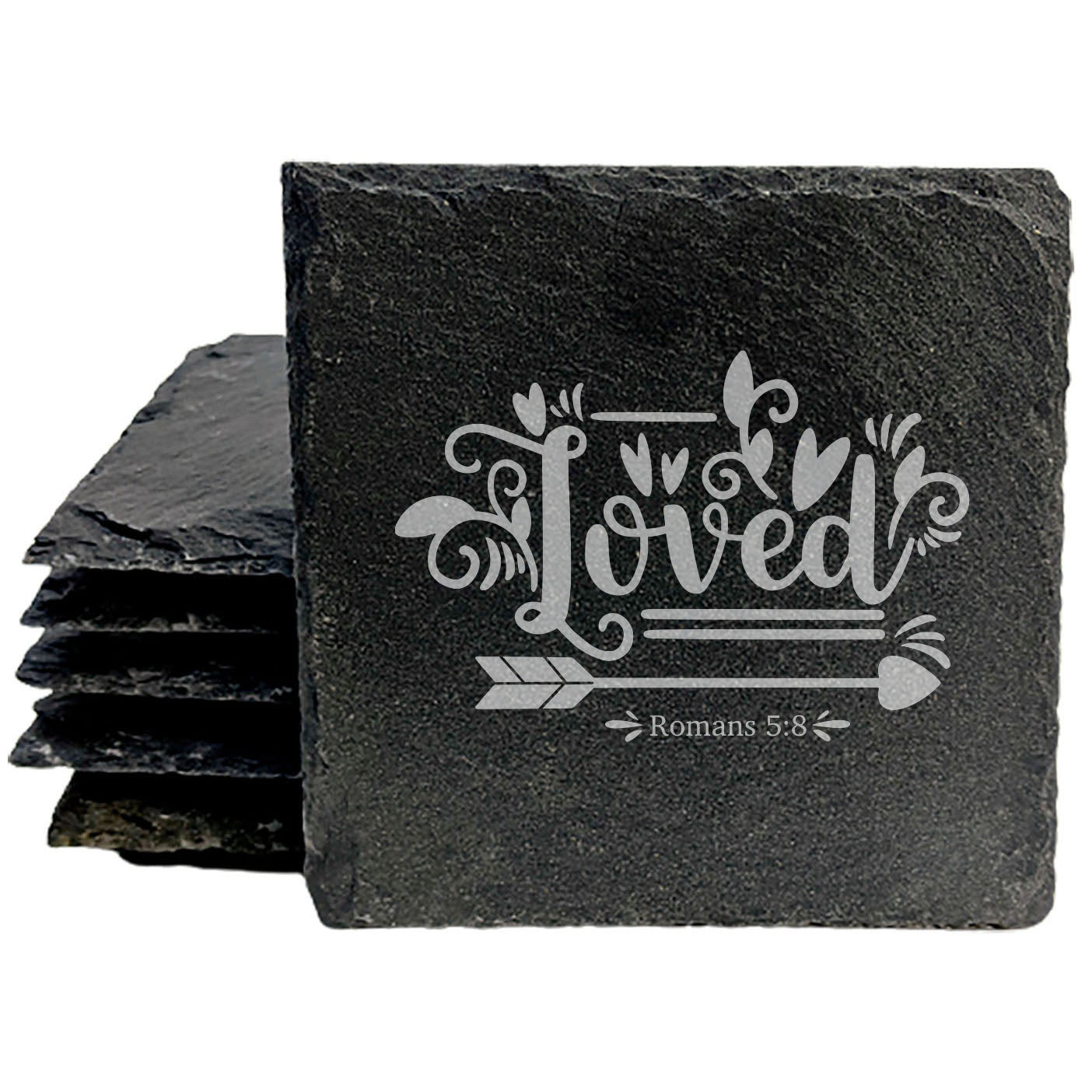 Faith and Hope: Laser Etched Faith &amp; Flowers: Floral Coasters with Romans 5:8