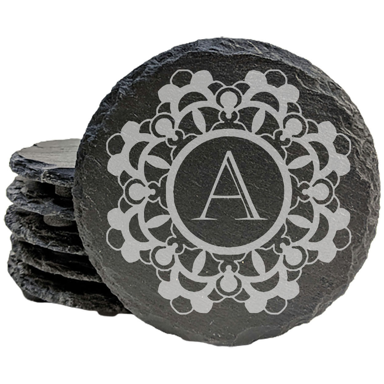 A Touch of Floral Charm: Personalized Initial &amp; Flower Coasters