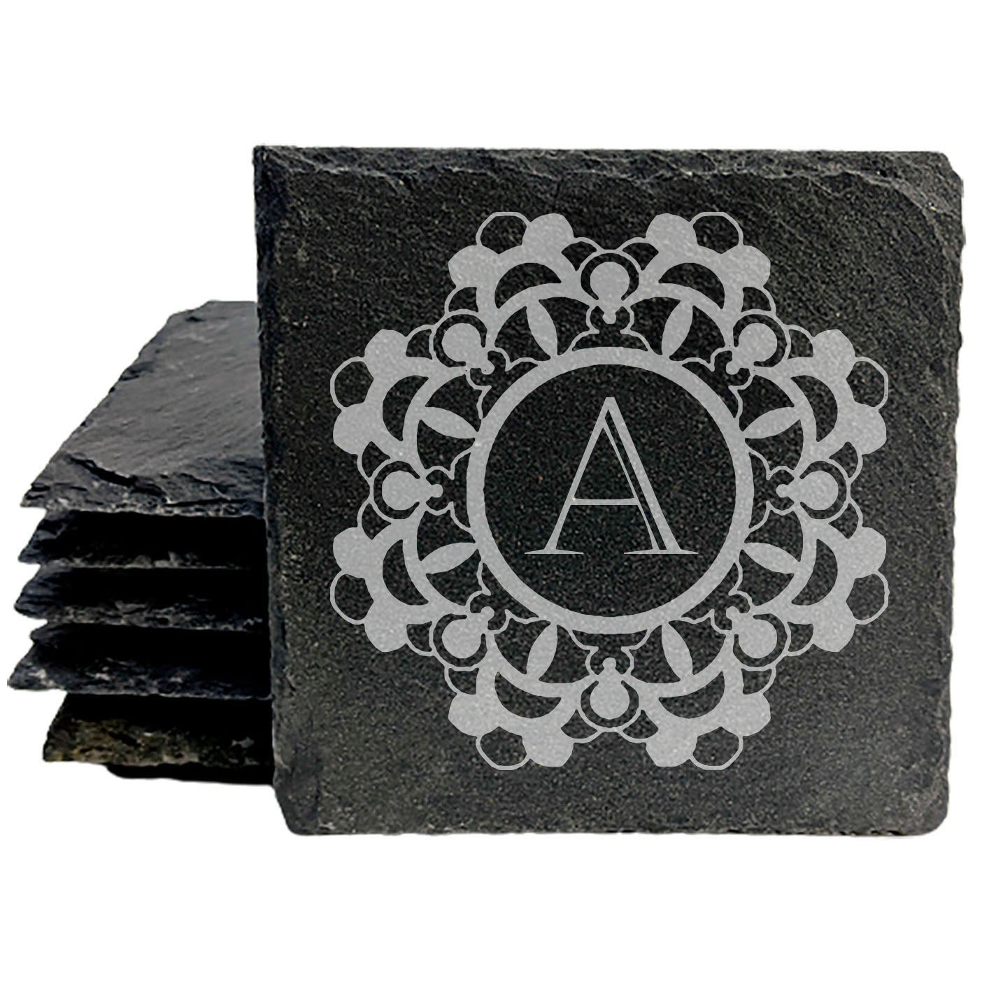 A Touch of Floral Charm: Personalized Initial &amp; Flower Coasters
