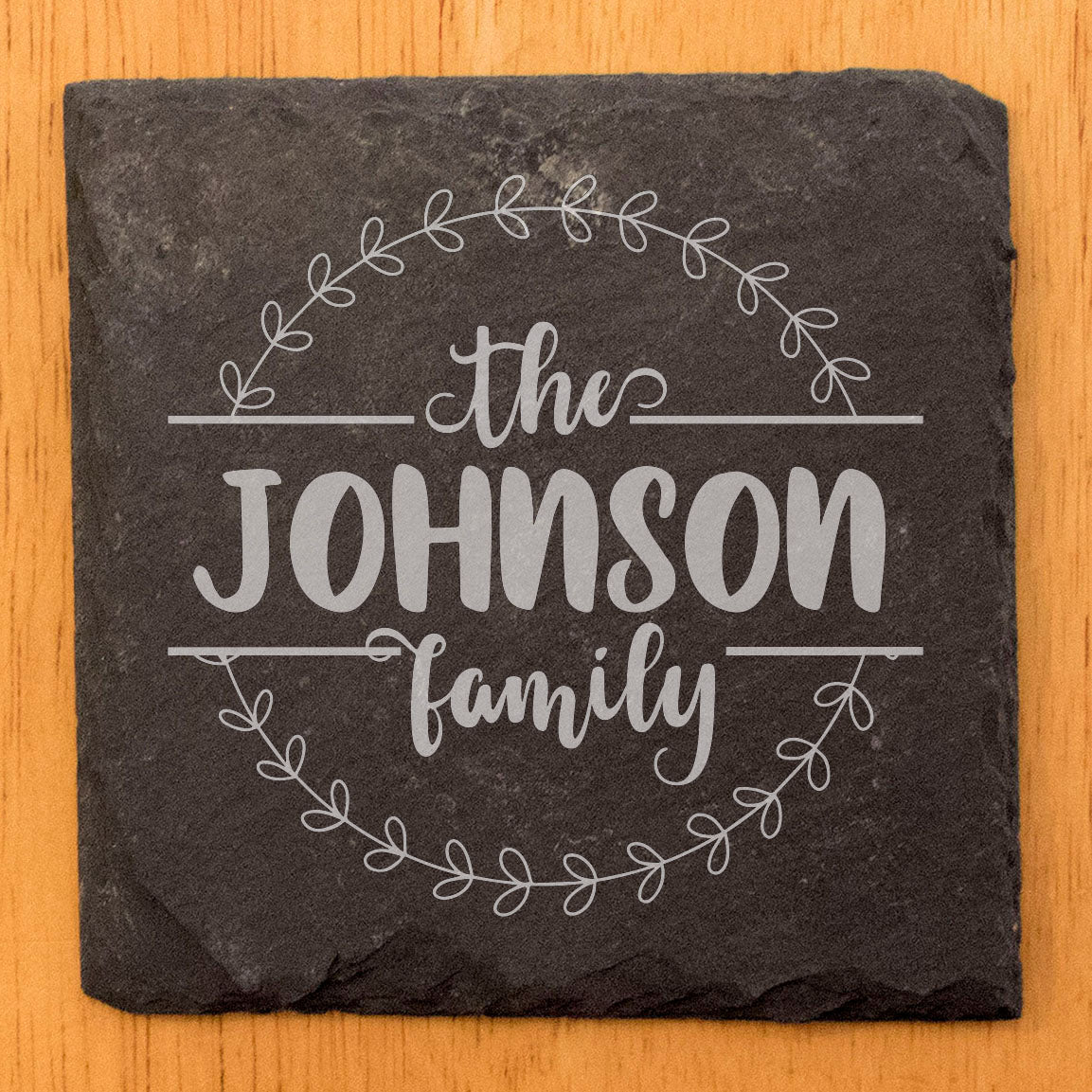 Coasters for the Family: Round Split Monogram Slate Drink Coasters with Flowers