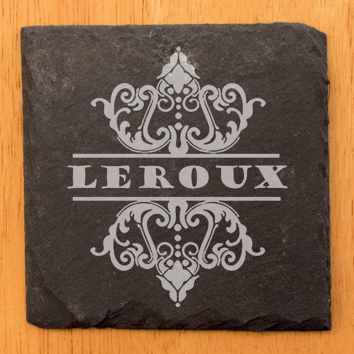 Rustic Refinement: Personalized Slate Coasters with Custom Text Design