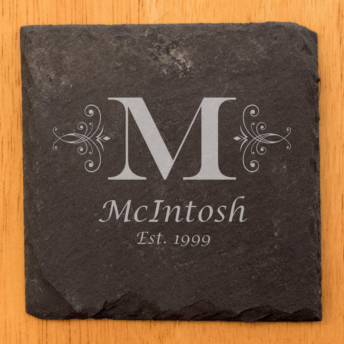 Timelessly Elegant: Personalized Slate Coasters with Monogram &amp; Date