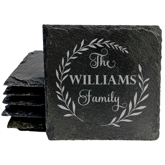 Personalized Monogram Coasters, Natural Slate Stone Coaster Set, Birthday, Wedding Or Anniversary Gift, Customized Rustic Coasters, Drink Coasters