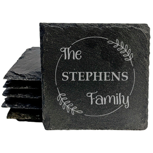 Personalized Monogram Coasters, Natural Slate Stone Coaster Set, Birthday, Wedding Or Anniversary Gift, Customized Rustic Coasters, Drink Coasters