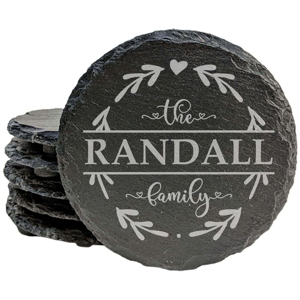 Personalized Monogram Coasters, Natural Slate Stone Coaster Set, Birthday, Wedding Or Anniversary Gift, Customized Rustic Coasters, Drink Coasters