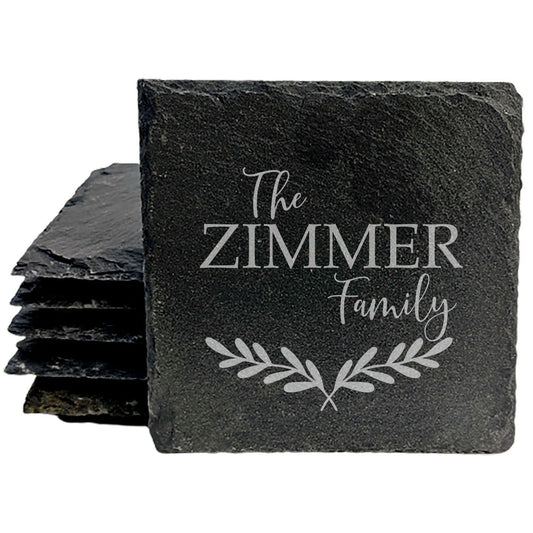 Personalized Monogram Coasters, Natural Slate Stone Coaster Set, Birthday, Wedding Or Anniversary Gift, Customized Rustic Coasters, Drink Coasters
