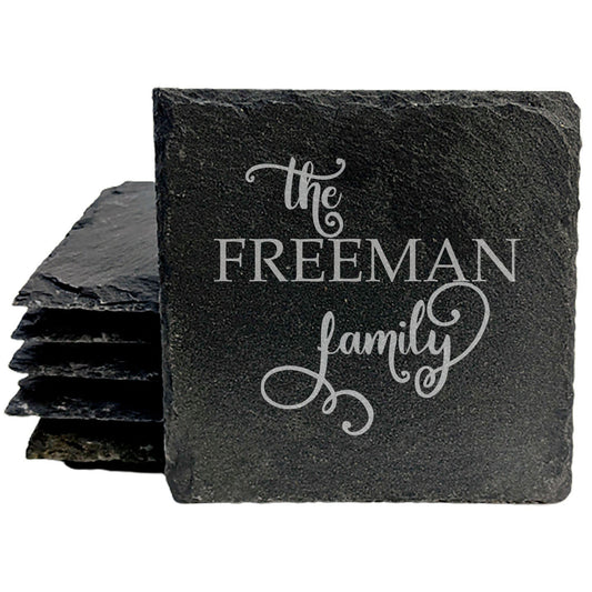 Personalized Monogram Coasters, Natural Slate Stone Coaster Set, Birthday, Wedding Or Anniversary Gift, Customized Rustic Coasters, Drink Coasters