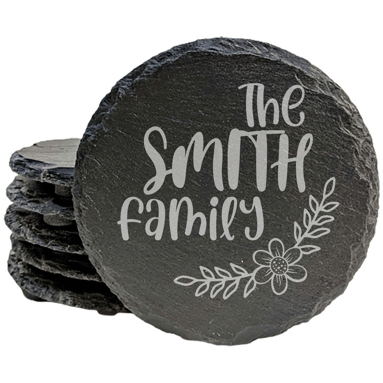 Personalized Monogram Coasters, Natural Slate Stone Coaster Set, Birthday, Wedding Or Anniversary Gift, Customized Rustic Coasters, Drink Coasters
