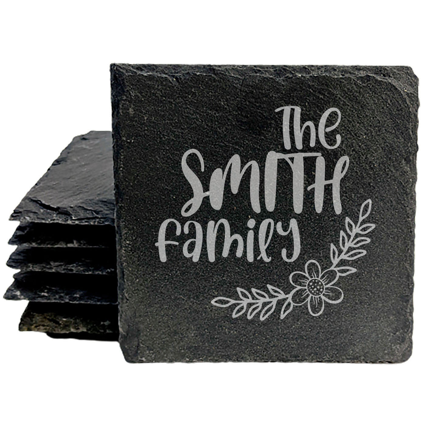Personalized Monogram Coasters, Natural Slate Stone Coaster Set, Birthday, Wedding Or Anniversary Gift, Customized Rustic Coasters, Drink Coasters