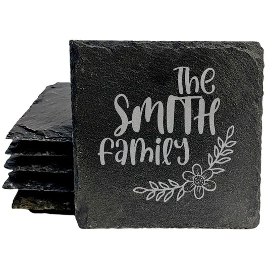 Personalized Monogram Coasters, Natural Slate Stone Coaster Set, Birthday, Wedding Or Anniversary Gift, Customized Rustic Coasters, Drink Coasters