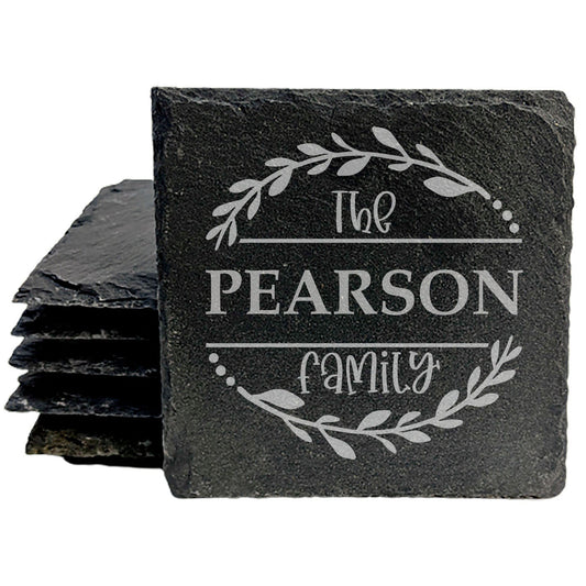 Personalized Monogram Coasters, Natural Slate Stone Coaster Set, Birthday, Wedding Or Anniversary Gift, Customized Rustic Coasters, Drink Coasters