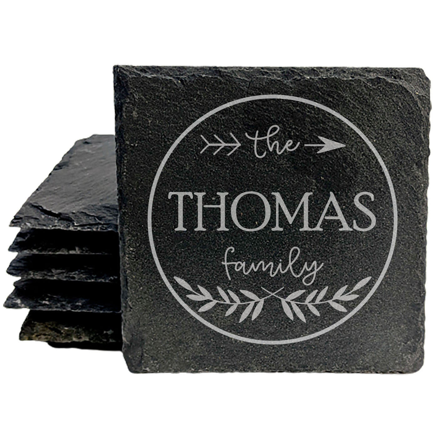 Personalized Monogram Coasters, Natural Slate Stone Coaster Set, Birthday, Wedding Or Anniversary Gift, Customized Rustic Coasters, Drink Coasters