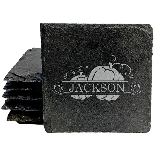 Personalized Monogram Coasters, Natural Slate Stone Coaster Set, Birthday, Wedding Or Anniversary Gift, Customized Rustic Coasters, Drink Coasters