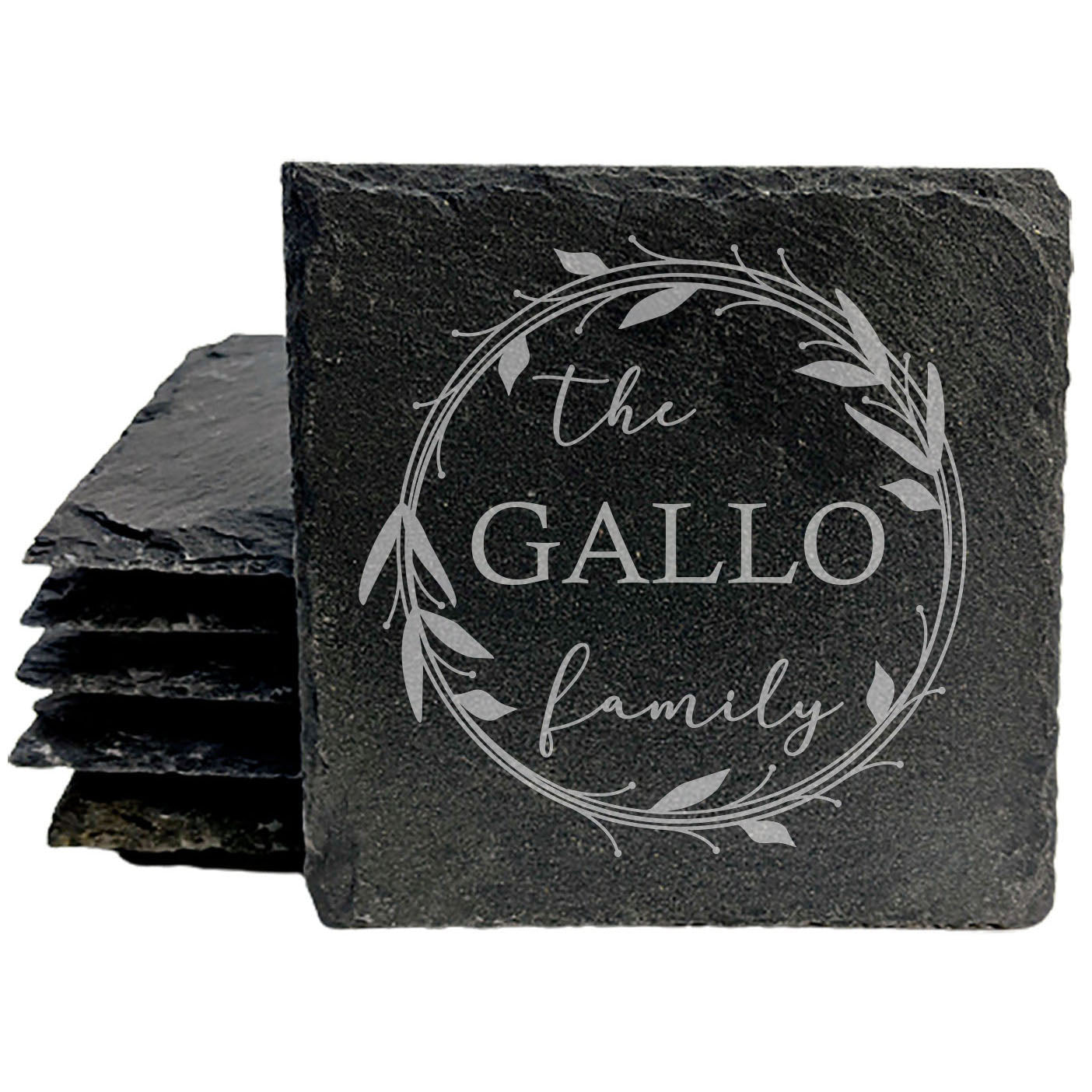 Personalized Monogram Coasters, Natural Slate Stone Coaster Set, Birthday, Wedding Or Anniversary Gift, Customized Rustic Coasters, Drink Coasters