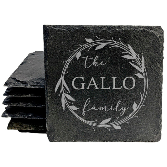 Personalized Monogram Coasters, Natural Slate Stone Coaster Set, Birthday, Wedding Or Anniversary Gift, Customized Rustic Coasters, Drink Coasters