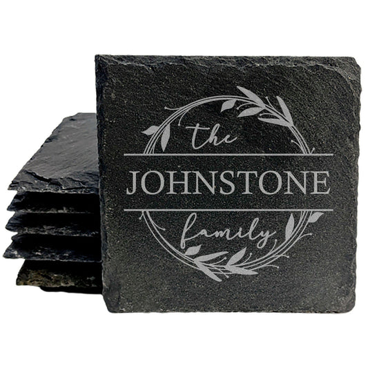 Personalized Monogram Coasters, Natural Slate Stone Coaster Set, Birthday, Wedding Or Anniversary Gift, Customized Rustic Coasters, Drink Coasters
