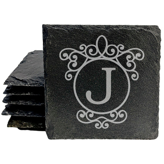 Personalized Monogram Coasters, Natural Slate Stone Coaster Set, Birthday, Wedding Or Anniversary Gift, Customized Rustic Coasters, Drink Coasters