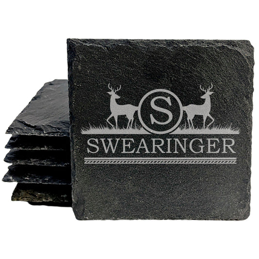 Personalized Monogram Coasters, Natural Slate Stone Coaster Set, Birthday, Wedding Or Anniversary Gift, Customized Rustic Coasters, Drink Coasters