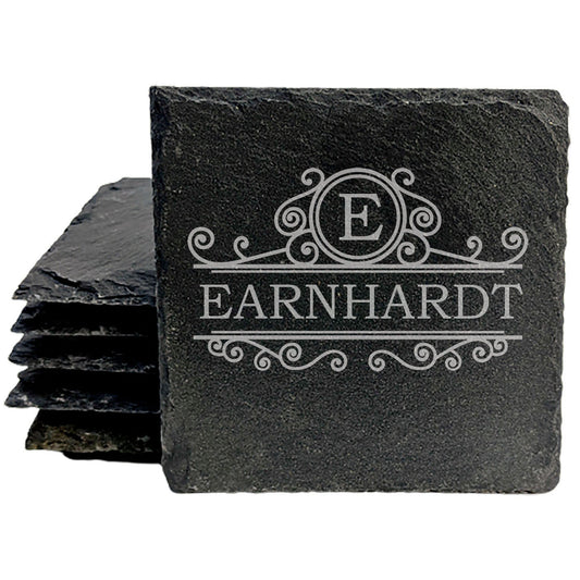 Personalized Monogram Coasters, Natural Slate Stone Coaster Set, Birthday, Wedding Or Anniversary Gift, Customized Rustic Coasters, Drink Coasters