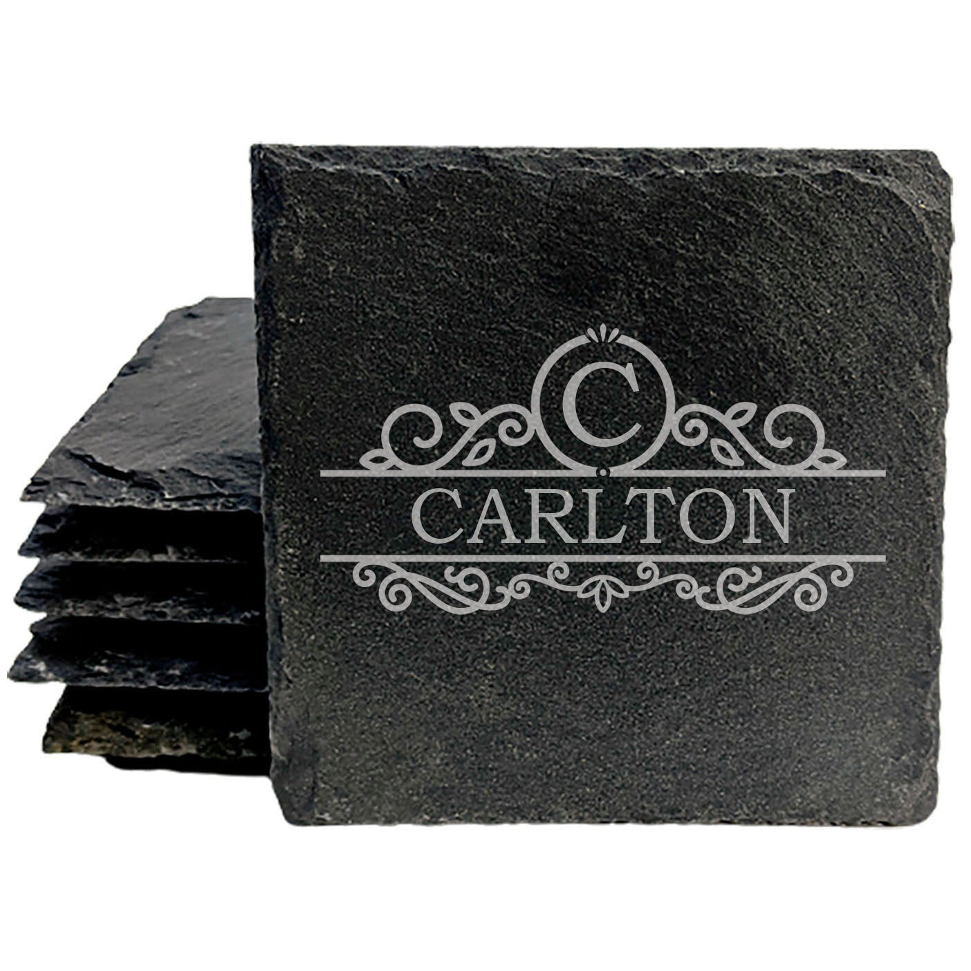 Personalized Monogram Coasters, Natural Slate Stone Coaster Set, Birthday, Wedding Or Anniversary Gift, Customized Rustic Coasters, Drink Coasters