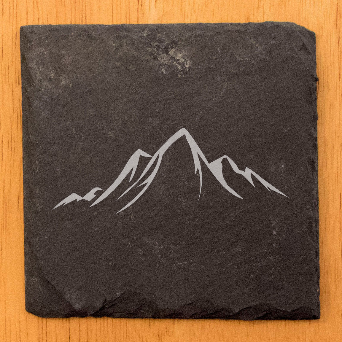 "Mountain Majesty" Slate Coasters with Stunning Mountain Scene Design - Perfect for Home and Office Decor and Protection of Surfaces, available in square or round Coasters