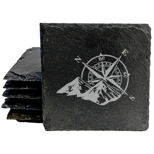 Find Your Path: Mountain &amp; Compass Coasters for Adventure Seekers