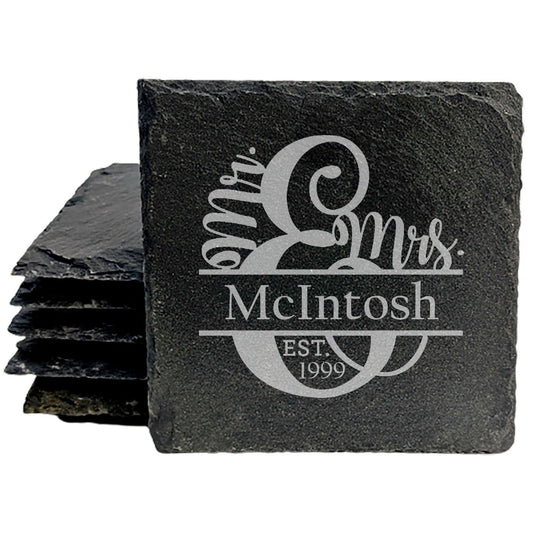 Forever Fun: Whimsical Mr. &amp; Mrs. Personalized Coasters