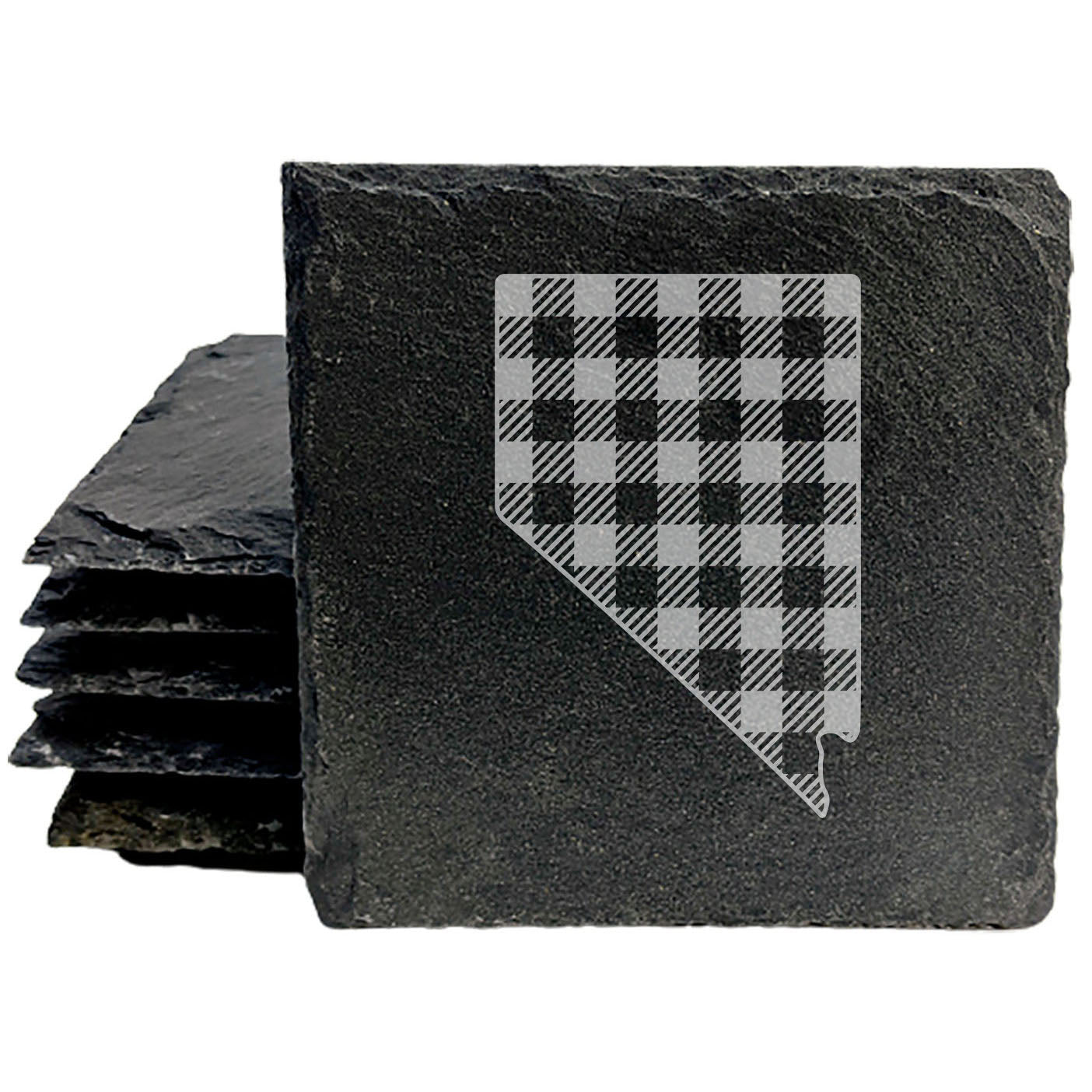 Rustic Slate Coasters Set of 4, Round 4" with Nevada State Outline Design, Perfect for Holidays, Birthdays, Housewarming Gifts, She-Shed or Man Cave, Made in Oregon, USA, Natural Chipped Edge