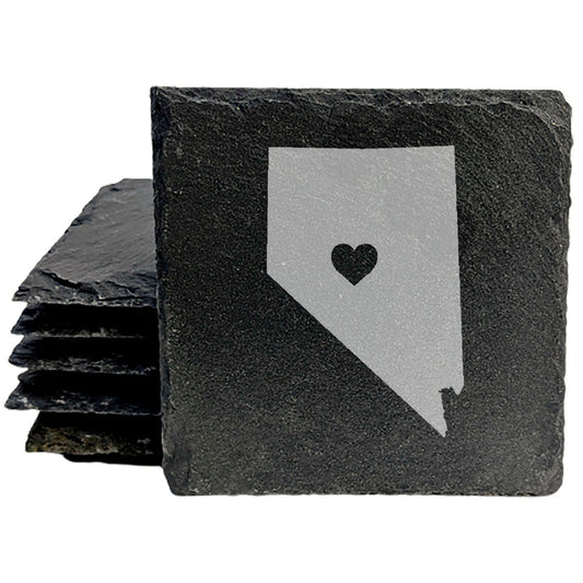 Rustic Slate Coasters Set of 4, Round 4" with Nevada Plaid Design, Laser Etched, Perfect for Holidays, Birthdays, Housewarming Gifts, She-Shed or Man Cave, Made in Oregon, USA, Natural Edge