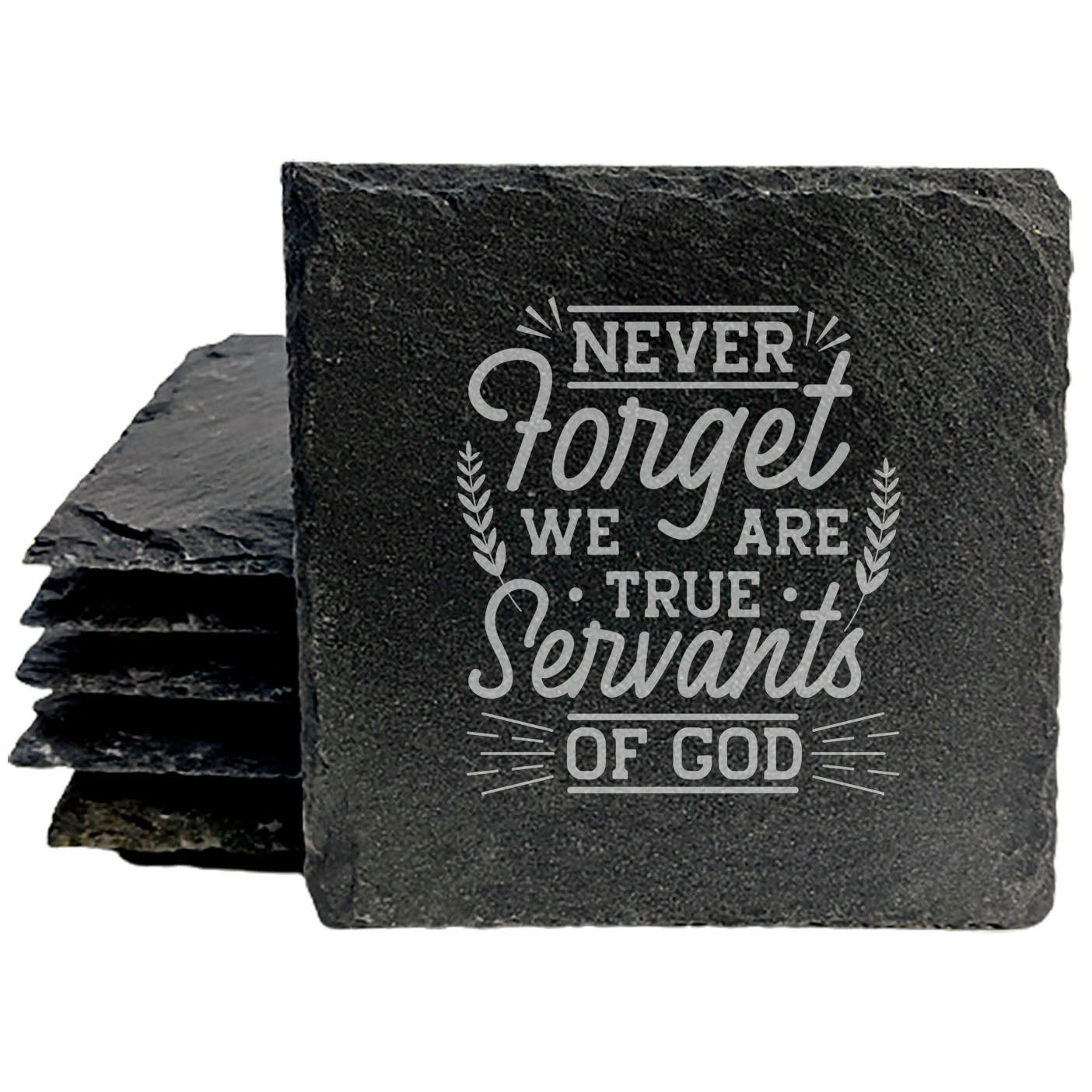 Faith and Hope: Laser Etched Servants of God: Uplifting Coasters for Your Home