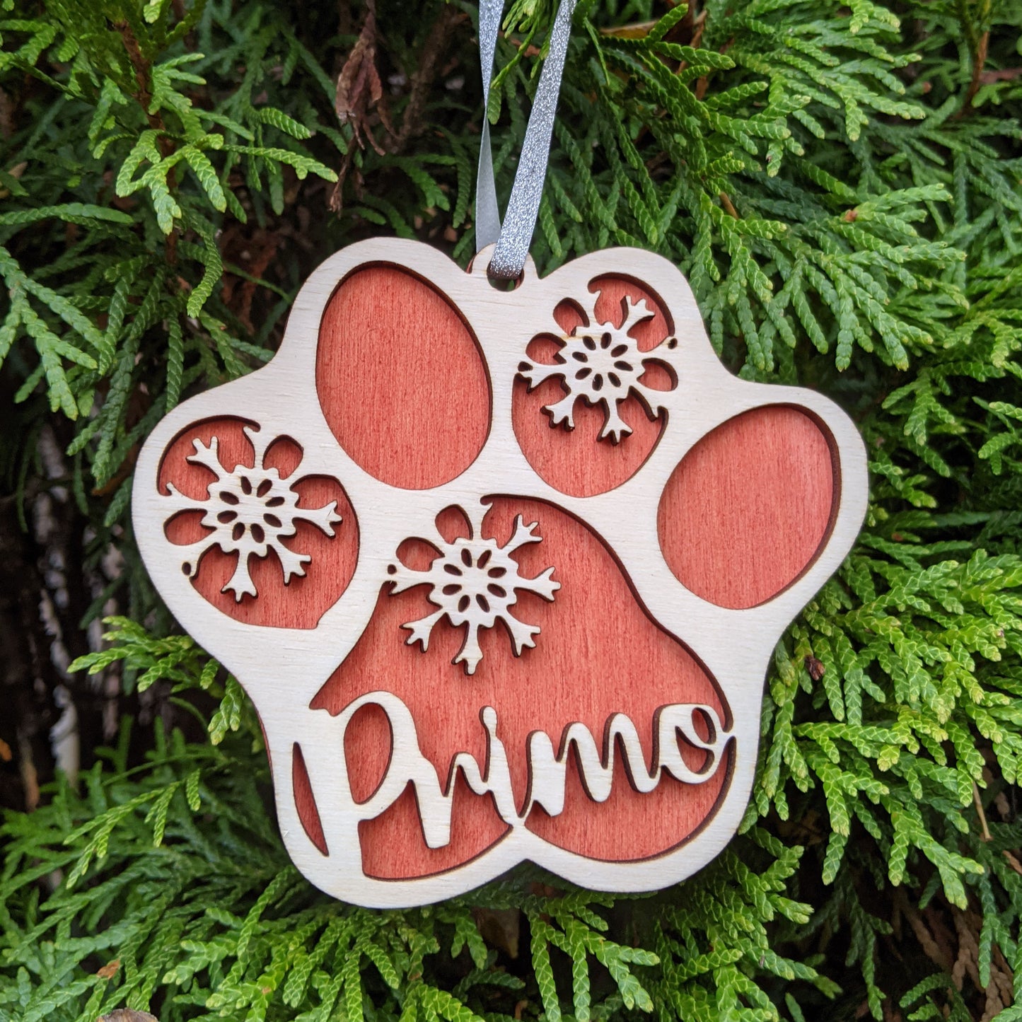 Personalized Paw Print Christmas Ornament - Your Pet's Name & Choice of Colors! - Dog or Cat