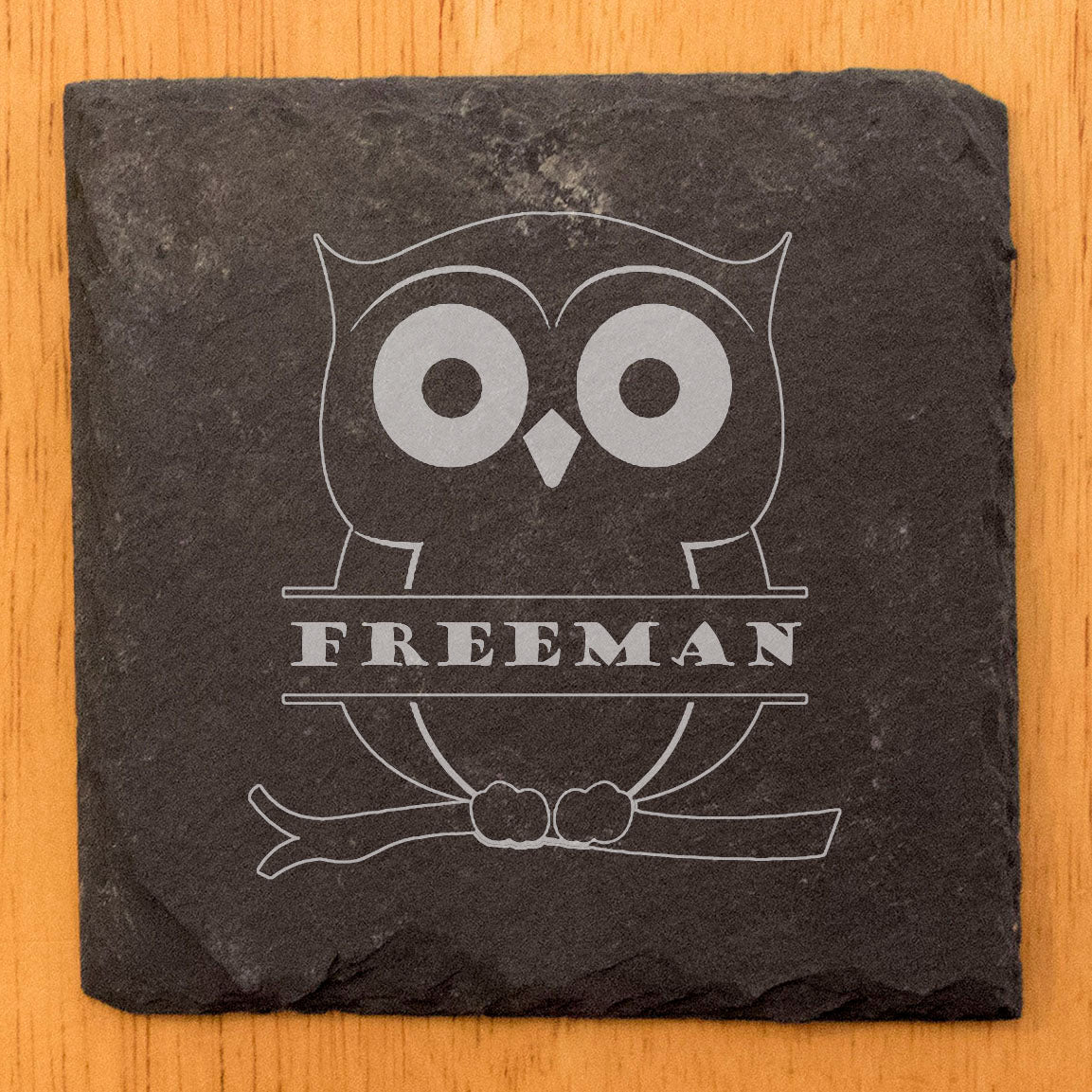 Hootie Love: Personalized Slate Coasters with Whimsical Owl Monogram