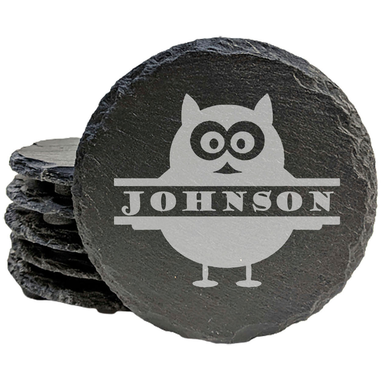 Eye Catching Decor: Personalized Owl Monogram Coasters