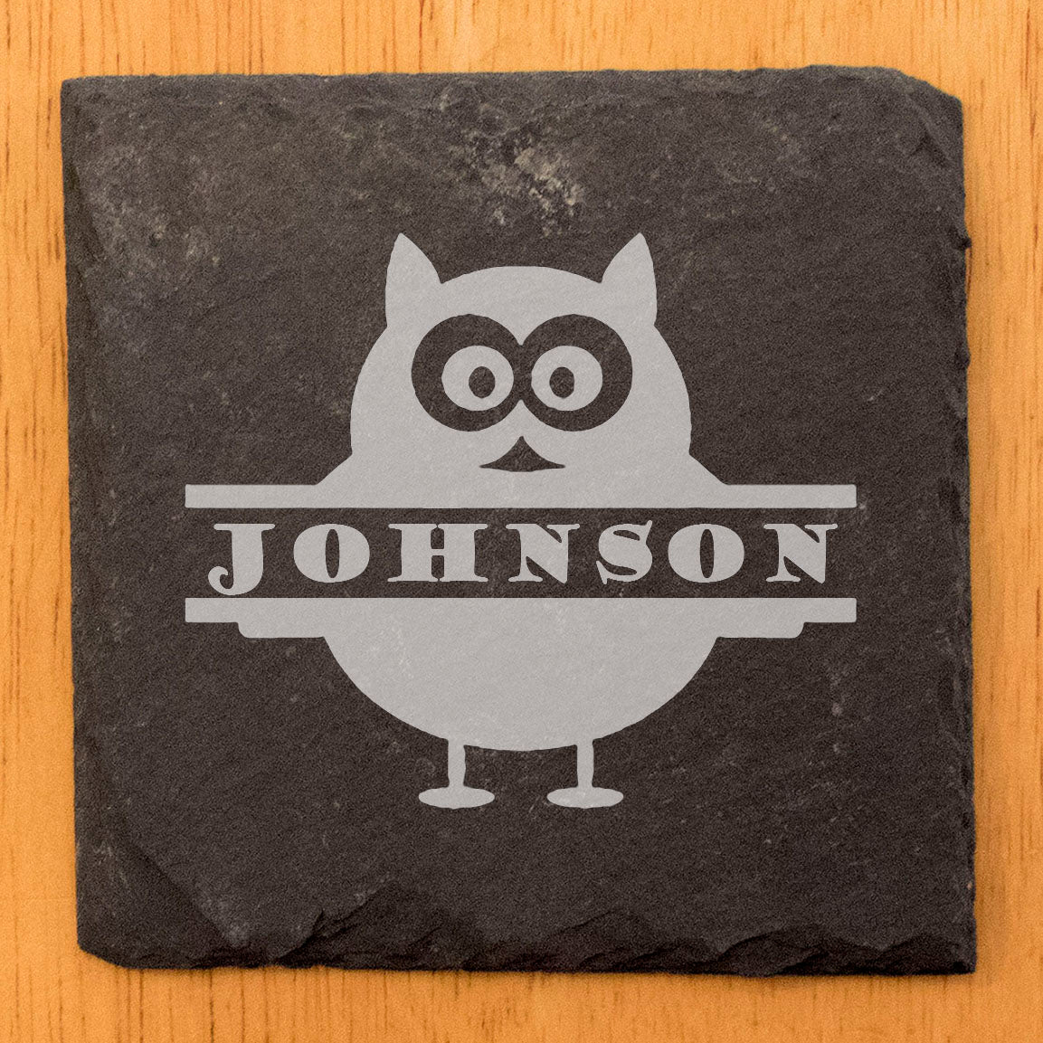 Eye Catching Decor: Personalized Owl Monogram Coasters