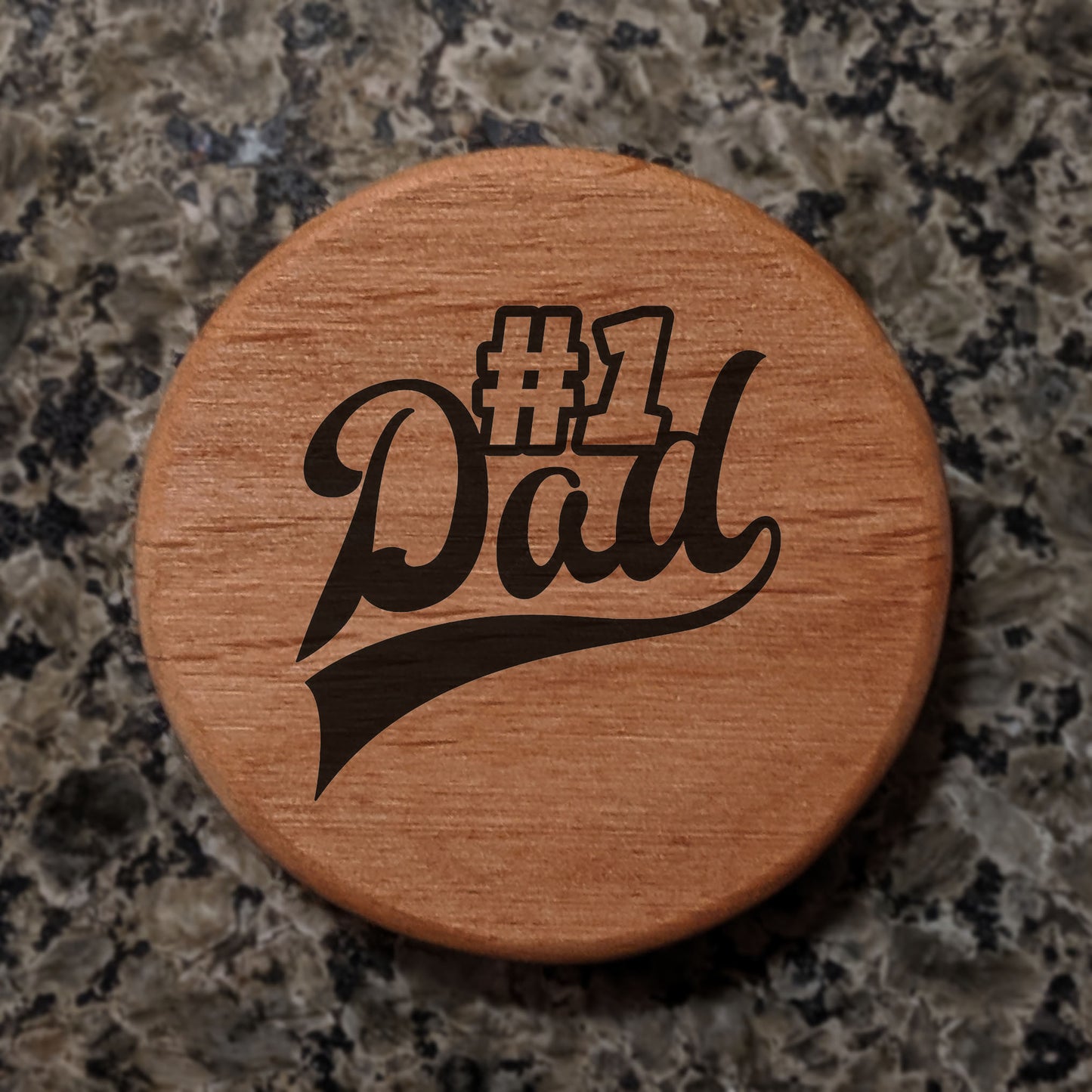 #1 Dad Alder Wood Bottle Opener - 3" Round Magnetic Beer Opener with Metal Insert, Laser Engraved Sports Font, Perfect Father's Day Gift for Fridge Kegerator BBQ Grill