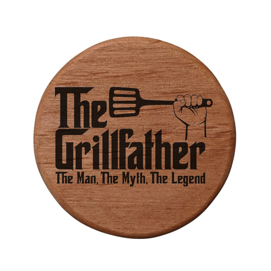 The Grillfather Wooden Bottle Opener - 3" Alder Wood with Magnets for Fridge BBQ Grill - Laser Engraved Spatula Design - Perfect Gift for Dad Grilling Enthusiast