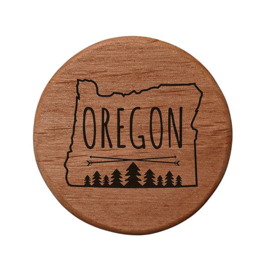 Oregon State Wood Bottle Opener - 3" Round Alder Wood with Laser Engraved Trees Design, Metal Insert & Rare Earth Magnets for Fridge, Kegerator, BBQ Grill