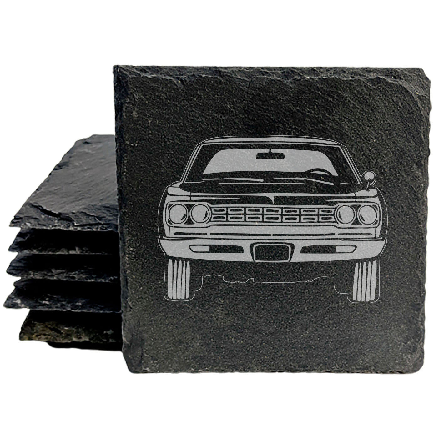 1968 Plymouth Road Runner Hemi Slate Coasters Set of 4 - Rustic Gray with Laser Etched Design, Perfect for She-Shed or Man Cave, Unique Gift for Birthdays &amp; Housewarming, Made in Oregon USA