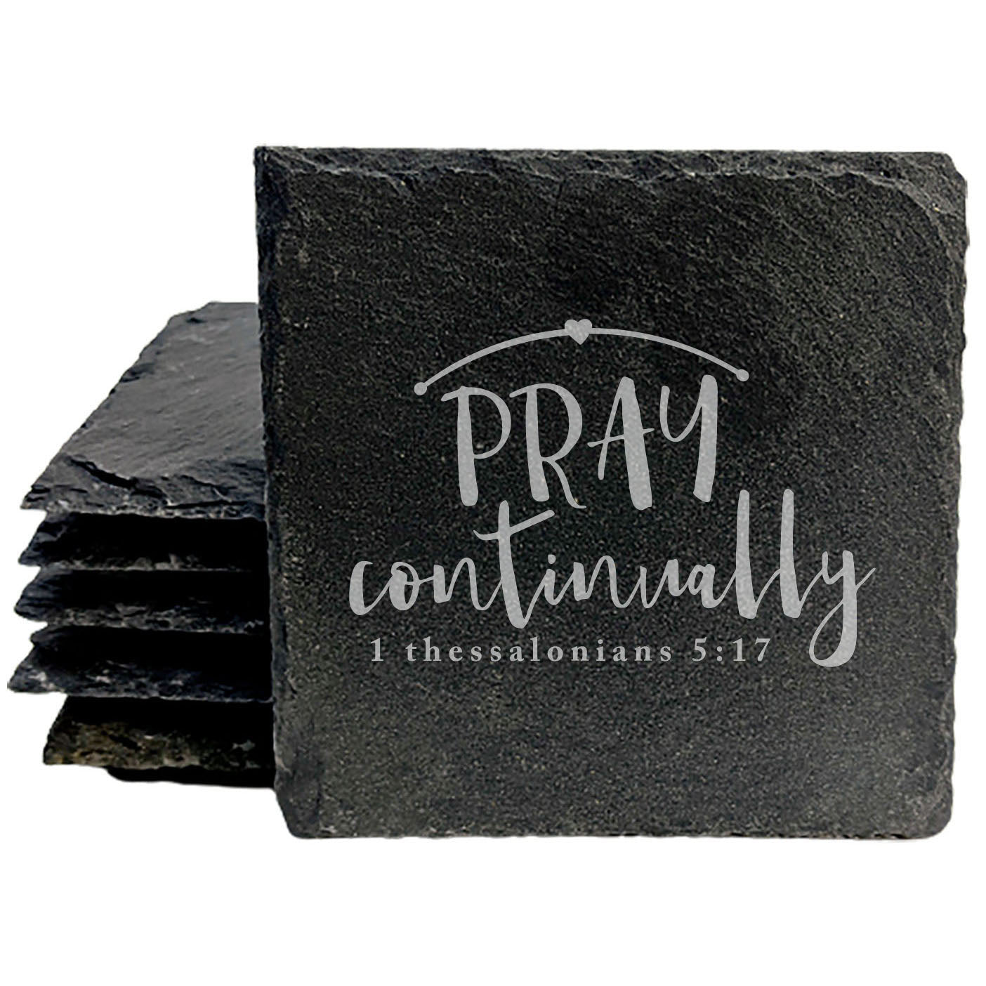 Faith and Hope: Laser Etched Encouragement &amp; Grace: Uplifting Bible Verse Coasters (1 Thessalonians 5:17)