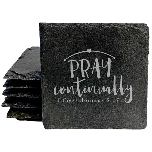 Faith and Hope: Laser Etched Encouragement &amp; Grace: Uplifting Bible Verse Coasters (1 Thessalonians 5:17)
