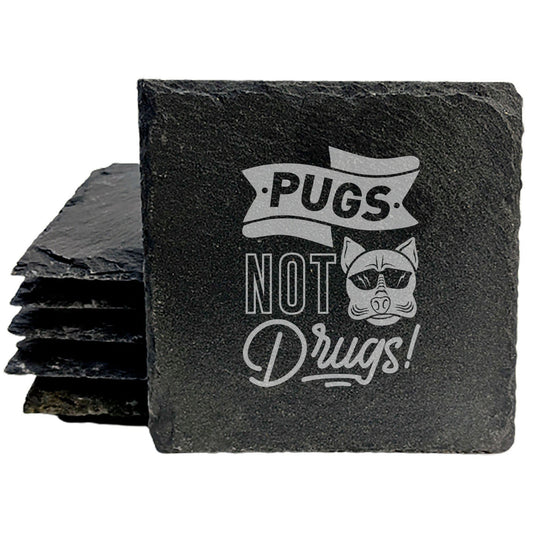 Pug Power! Funny "Pugs Not Drugs" Coasters