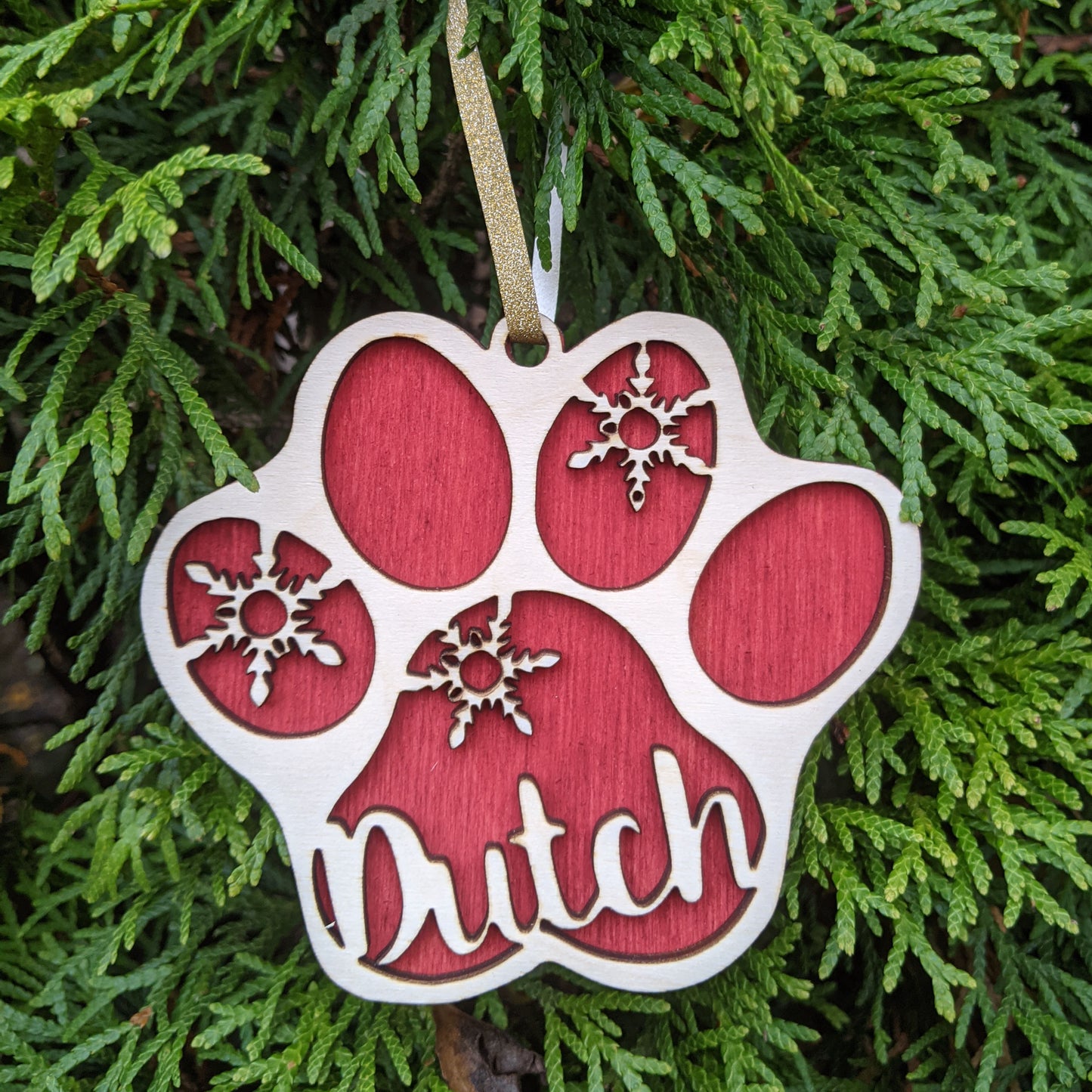 Personalized Paw Print Christmas Ornament - Your Pet's Name & Choice of Colors! - Dog or Cat