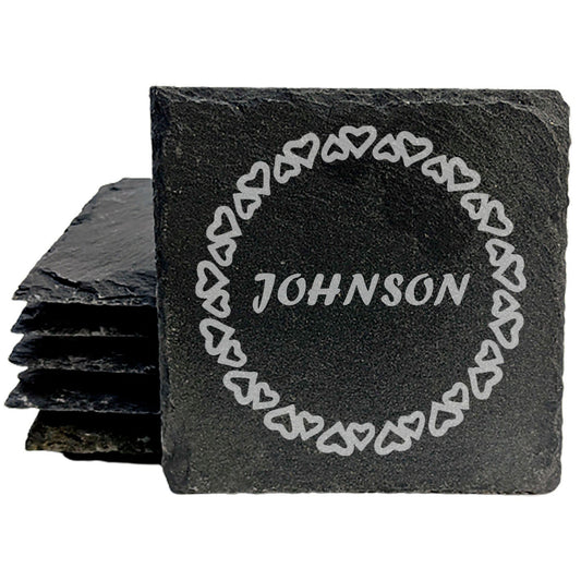 Wrapped in Love: Personalized Slate Coasters with Heart Monogram